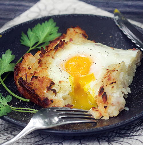 Swiss Rosti: Shredded Potato Casserole with Ham and Eggs