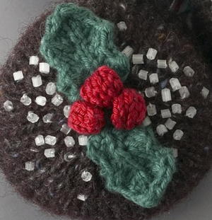 Knit Holiday Holly Decoration