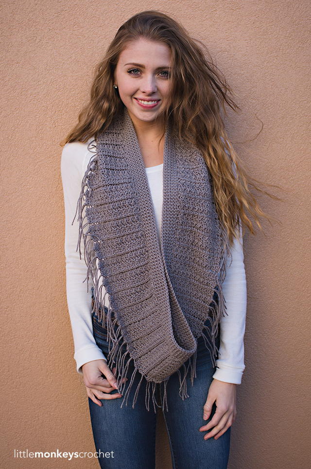 Yenni Fringe Infinity Scarf | AllFreeCrochet.com