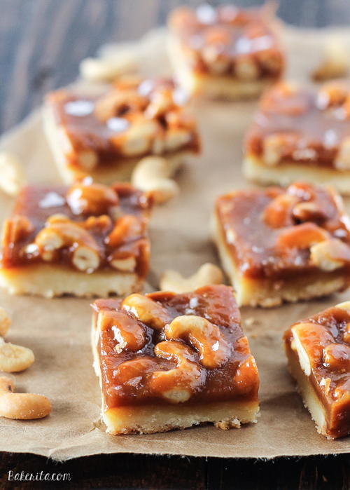 Cashew Caramel Shortbread Bars