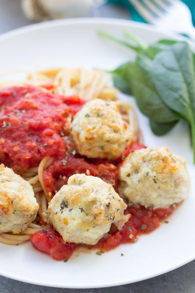 Chicken Parmesan Meatballs with Easy Tomato Sauce
