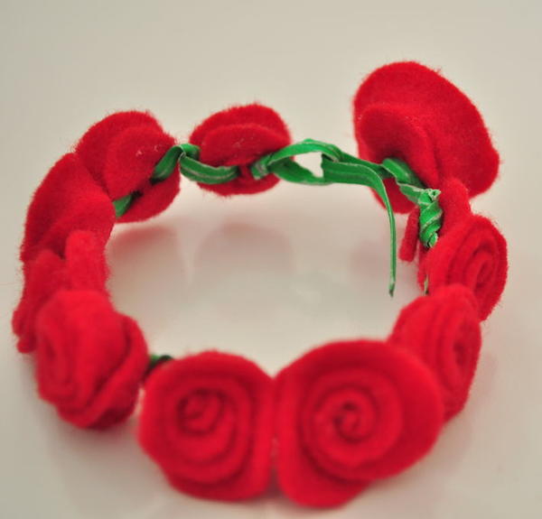 Rose Red Felt Bracelet