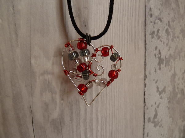 Precious Beaded Heart Wire Pendant