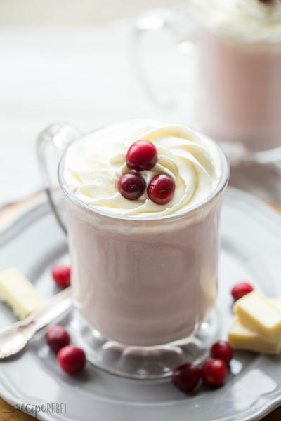 Slow Cooker Cranberry White Hot Chocolate