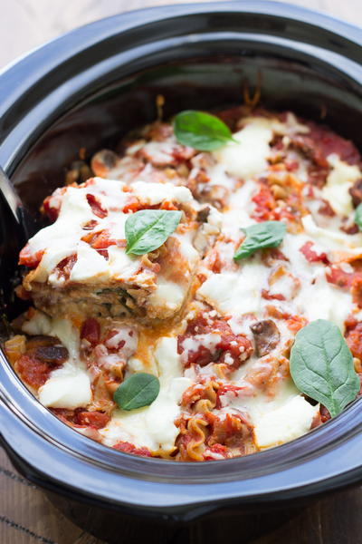 Slow Cooker Spinach Ricotta Lasagna