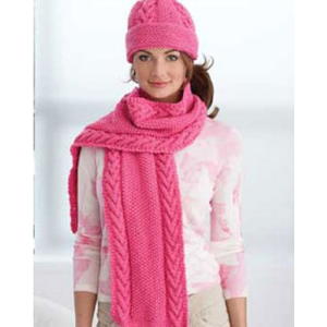 Pink Cabled Hat and Scarf