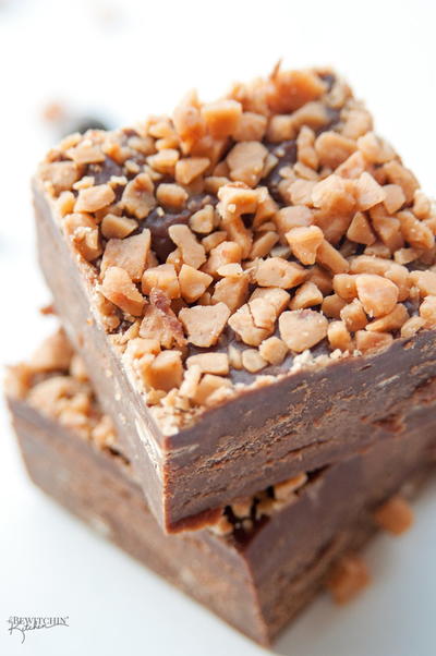 Chocolate Peanut Butter Fudge with Skor Topping