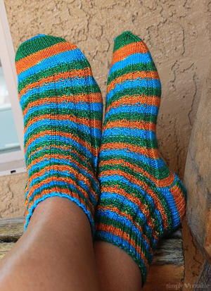 Slip Stitch Striped Knit Socks
