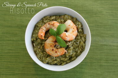 Easy Shrimp Risotto with Spinach Pesto