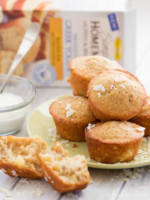 Tropical Banana Muffins with Greek Yogurt