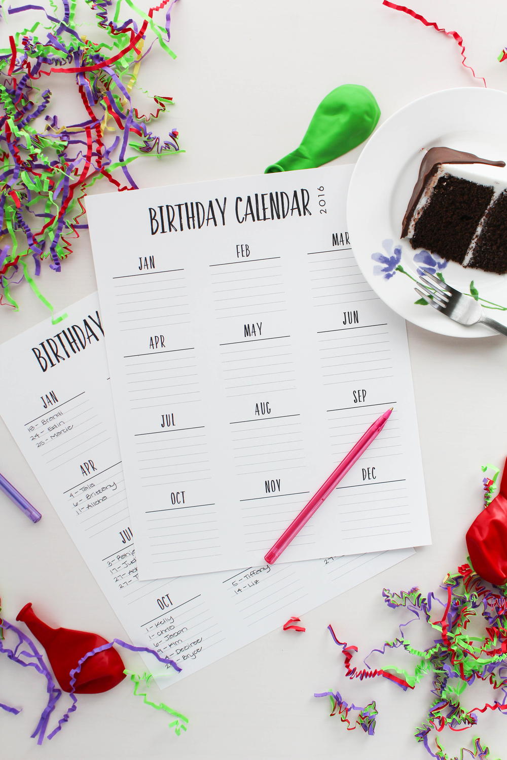 Free Printable Birthday Calendar | AllFreePaperCrafts.com
