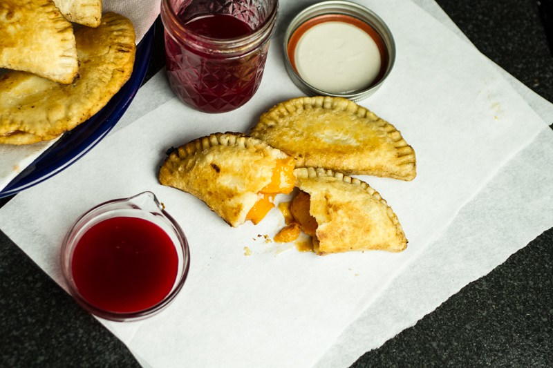 Peach Fried Pies with Raspberry Sauce