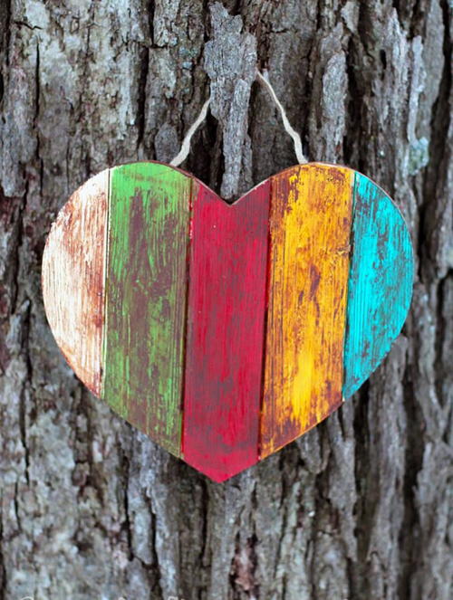 Antiqued Wooden Valentine Heart