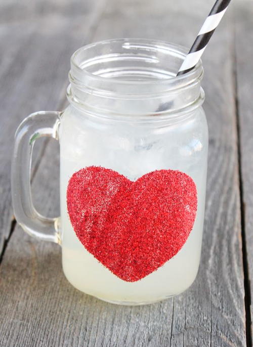 Glittered Heart Mason Jar Valentine Gift