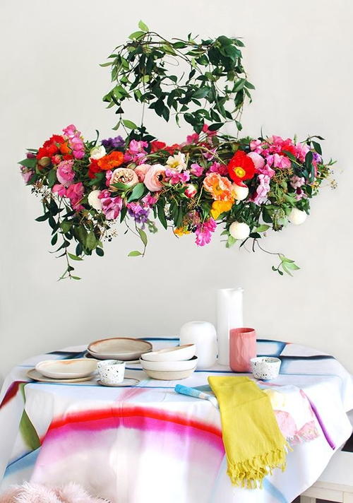 Hanging DIY Flower Chandelier