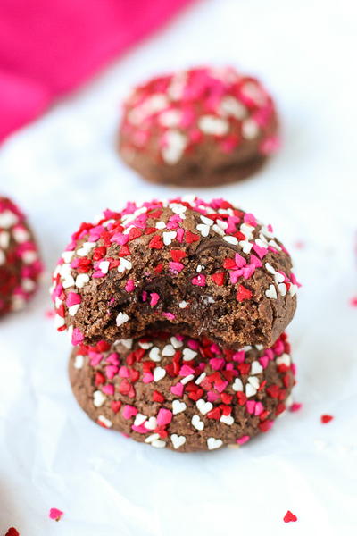 Valentine's Double Chocolate Sprinkle Cookies