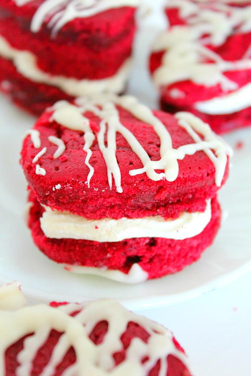 Valentine's Day Red Velvet Heart Sandwich Cakes