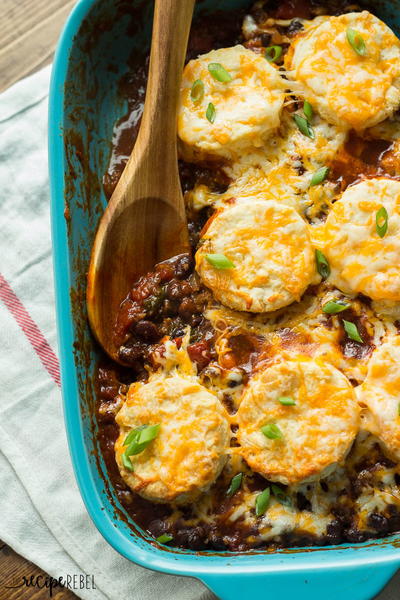 BBQ Chili Cheese Biscuit Casserole