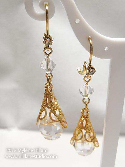 Filigree Wrapped Crystal Earrings