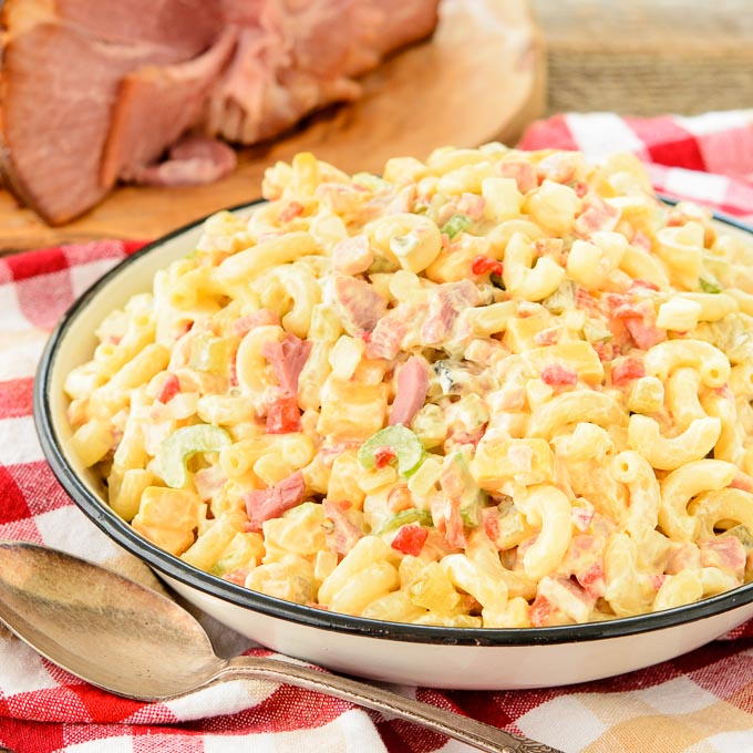 Ham Cold Pasta Salad Southern Ham Macaroni Salad | FaveSouthernRecipes.com