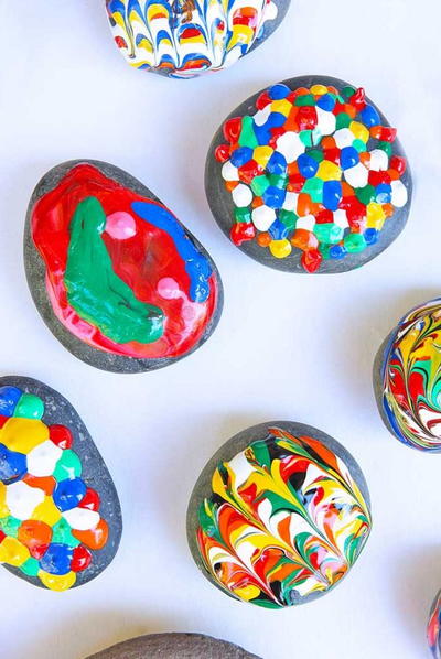 Painting Rocks with Puffy Paint