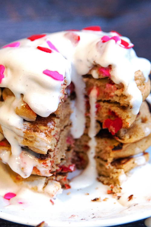 Gluten Free Pancakes with a Strawberry Cream Cheese Sauce