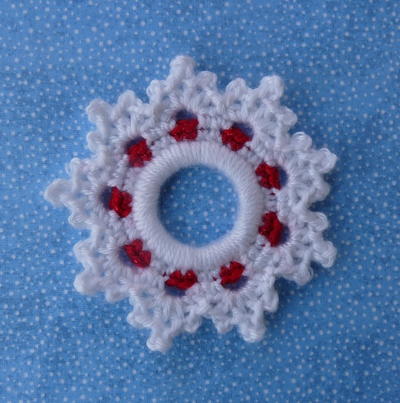 Crochet Peppermint Snowflake Ornament