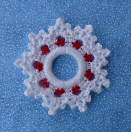 Crochet Peppermint Snowflake Ornament