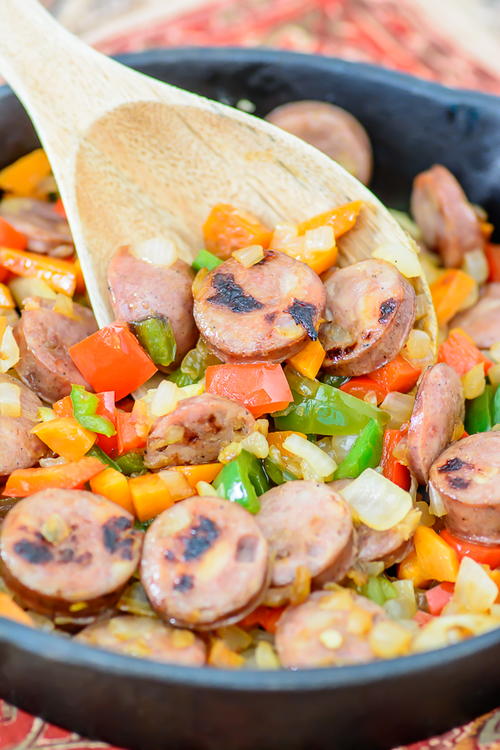 One-Skillet Sausage and Sweet Potato Hash