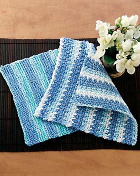 Cotton Stripes Knit Dishcloth