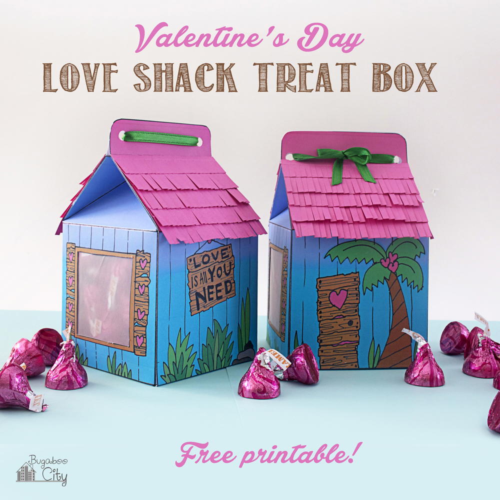 Box Shack Love Shack Valentine's Day Treat Box | AllFreePaperCrafts.com