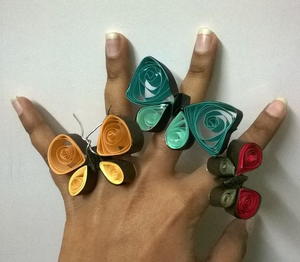 Quilled Paper Butterfly Rings