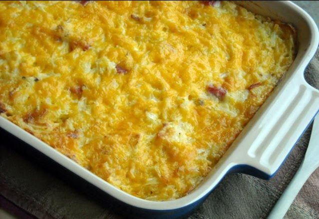 Cheesy Hashbrown Casserole with Ham