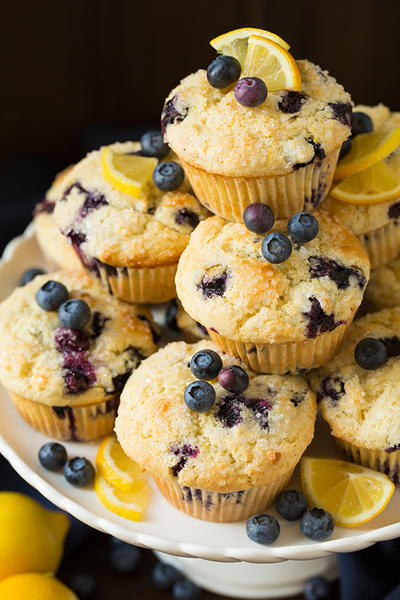 Bakery-Style Lemon Blueberry Muffins