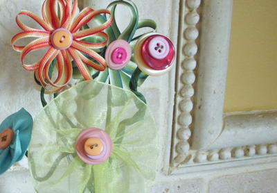 Spring Bouquet: Ribbon and Button Flowers