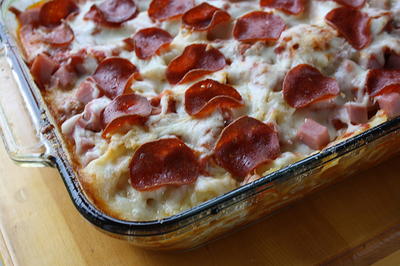 3 Meat Pizza Casserole Recipe