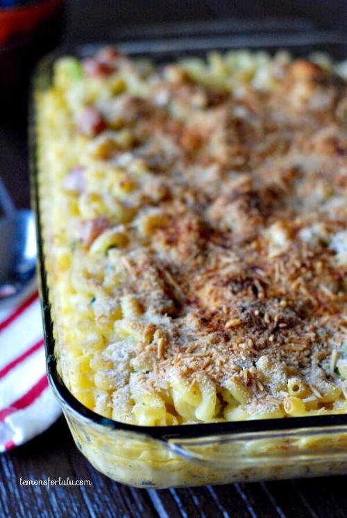 Broccoli and Ham Baked Mac and Cheese