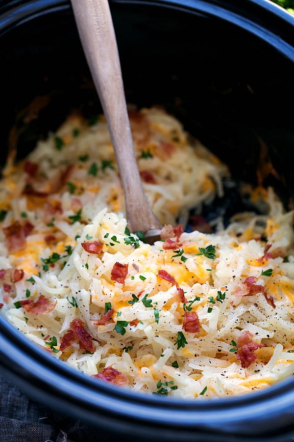 Slow Cooker Cheesy Hash Brown Recipe | FaveSouthernRecipes.com