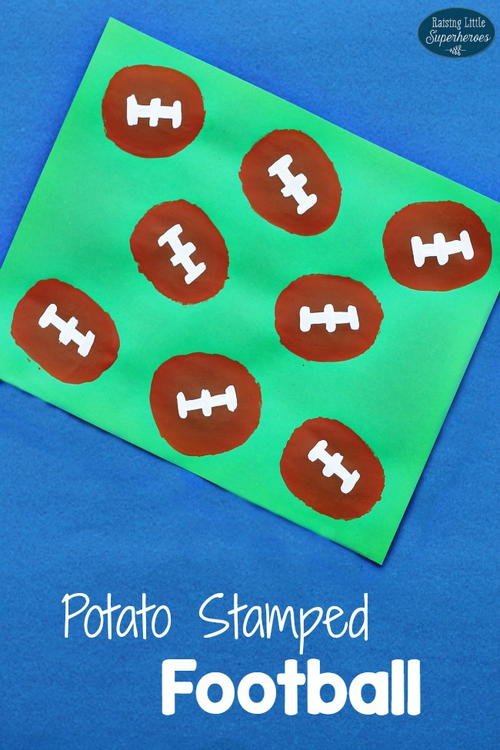 Potato Stamped Football Craft for Kids