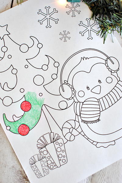 vintage christmas scene coloring page