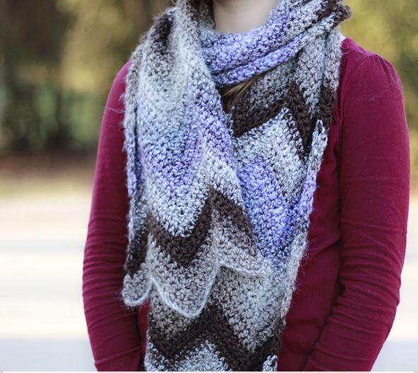 Crochet Scarf with Chevron Pattern