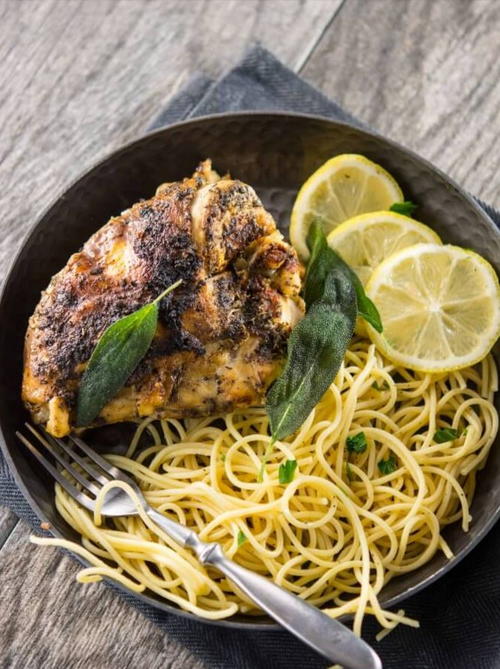 Sage Buttered Chicken with Lemon Pasta