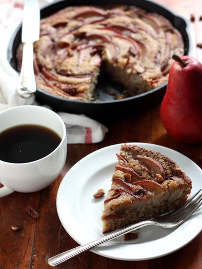 Cinnamon Sugar Pear Skillet Cake