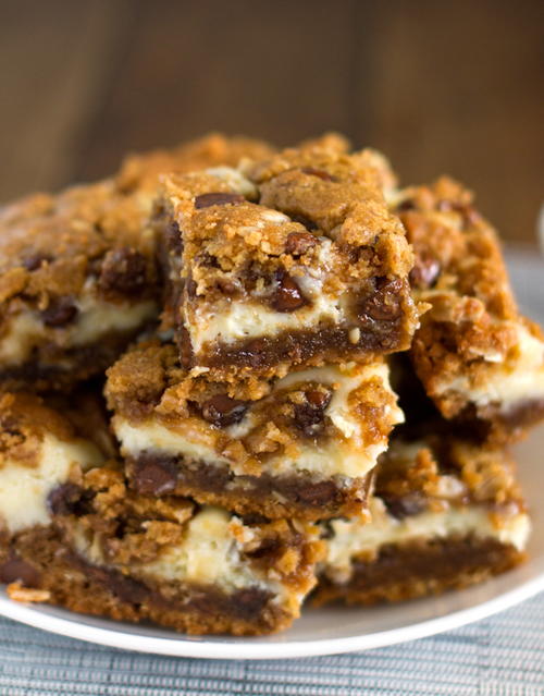 Peanut Butter Chocolate Chip Cookie Cheesecake Bars