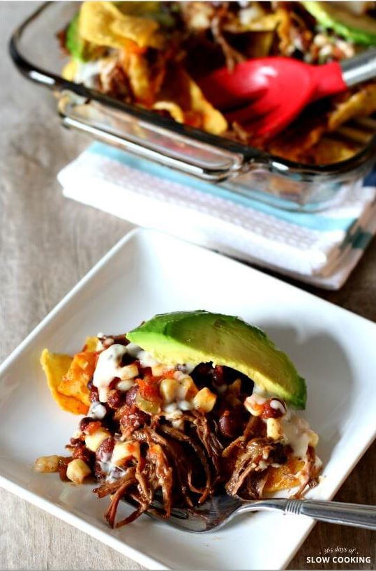 Slow Cooker Beef Nacho Casserole