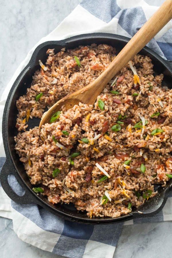 One Pot Bbq Cheeseburger Rice Recipe 