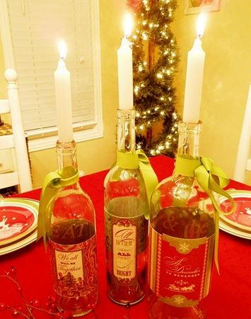 Wine Bottle Candle Holders