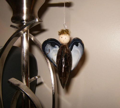 Mussel Shell Angel Ornament