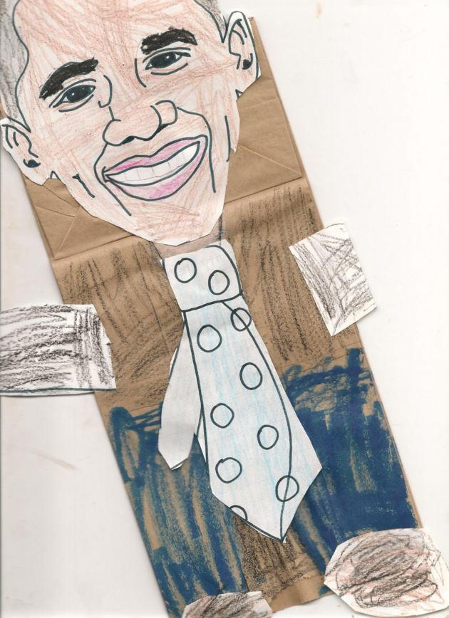 Obama Paper Barack Obama Paper Bag Puppet | AllFreeKidsCrafts.com