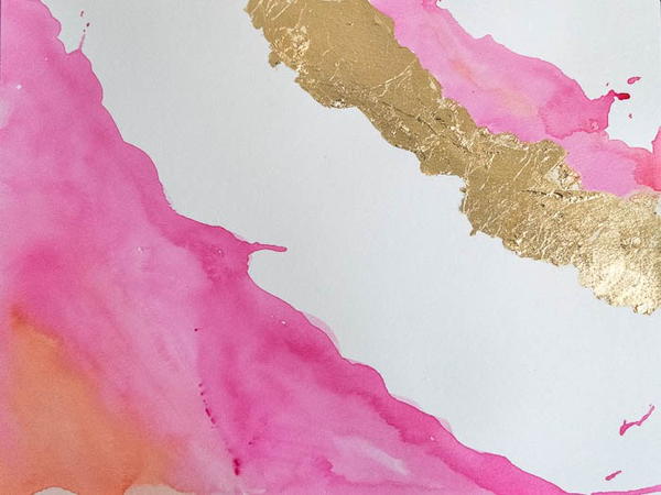 DIY Watercolor and Gold Leaf Technique